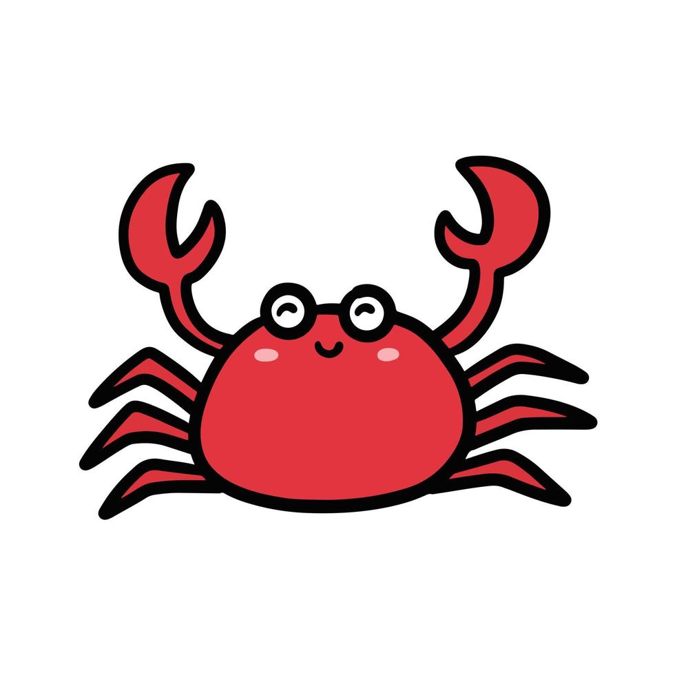 krab hand getrokken. eenvoudige en schattige illustraties in vectorontwerp vector