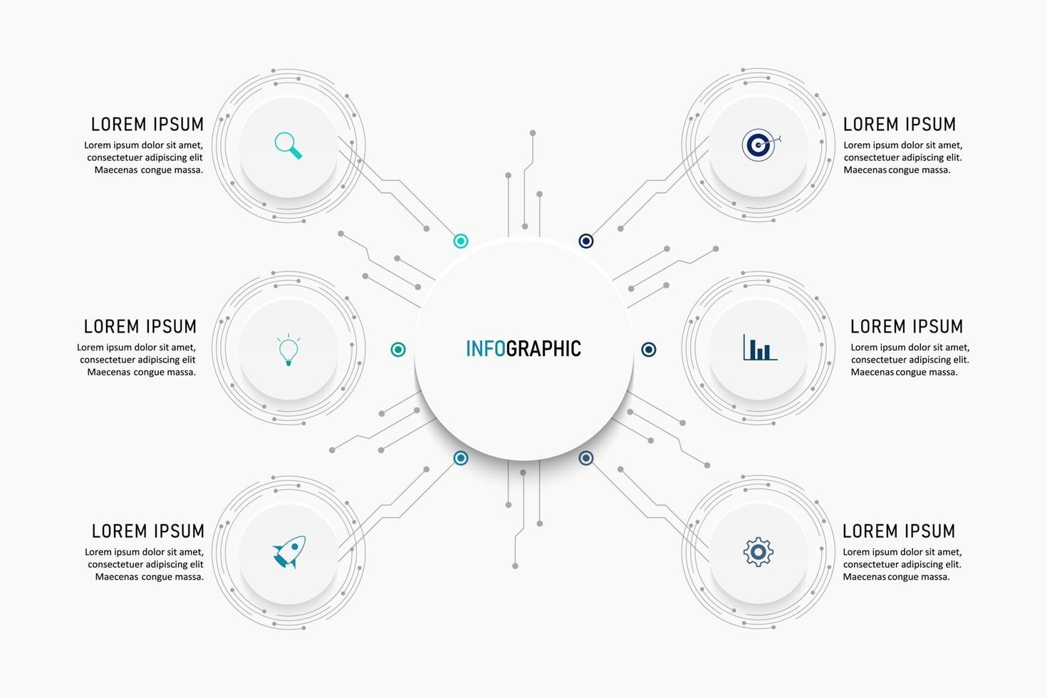 vector infographic labelontwerpsjabloon met pictogrammen en 6 opties of stappen. kan worden gebruikt voor procesdiagram, presentaties, workflowlay-out, banner, stroomschema, infografiek.