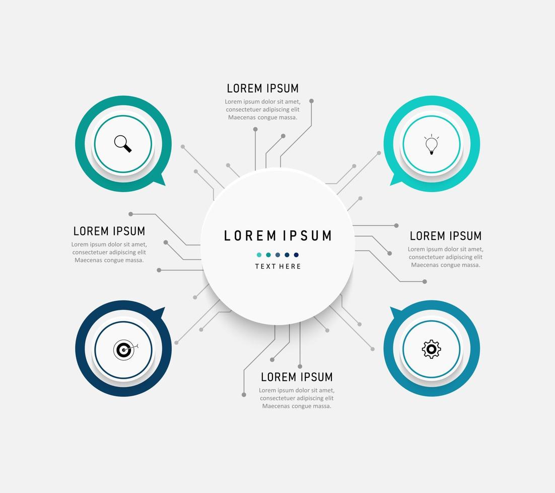 vector infographic labelontwerpsjabloon met pictogrammen en 4 opties of stappen. kan worden gebruikt voor procesdiagram, presentaties, workflowlay-out, banner, stroomschema, infografiek.