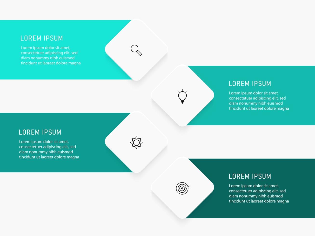 vector infographic labelontwerpsjabloon met pictogrammen en 4 opties of stappen. kan worden gebruikt voor procesdiagram, presentaties, workflowlay-out, banner, stroomschema, infografiek.