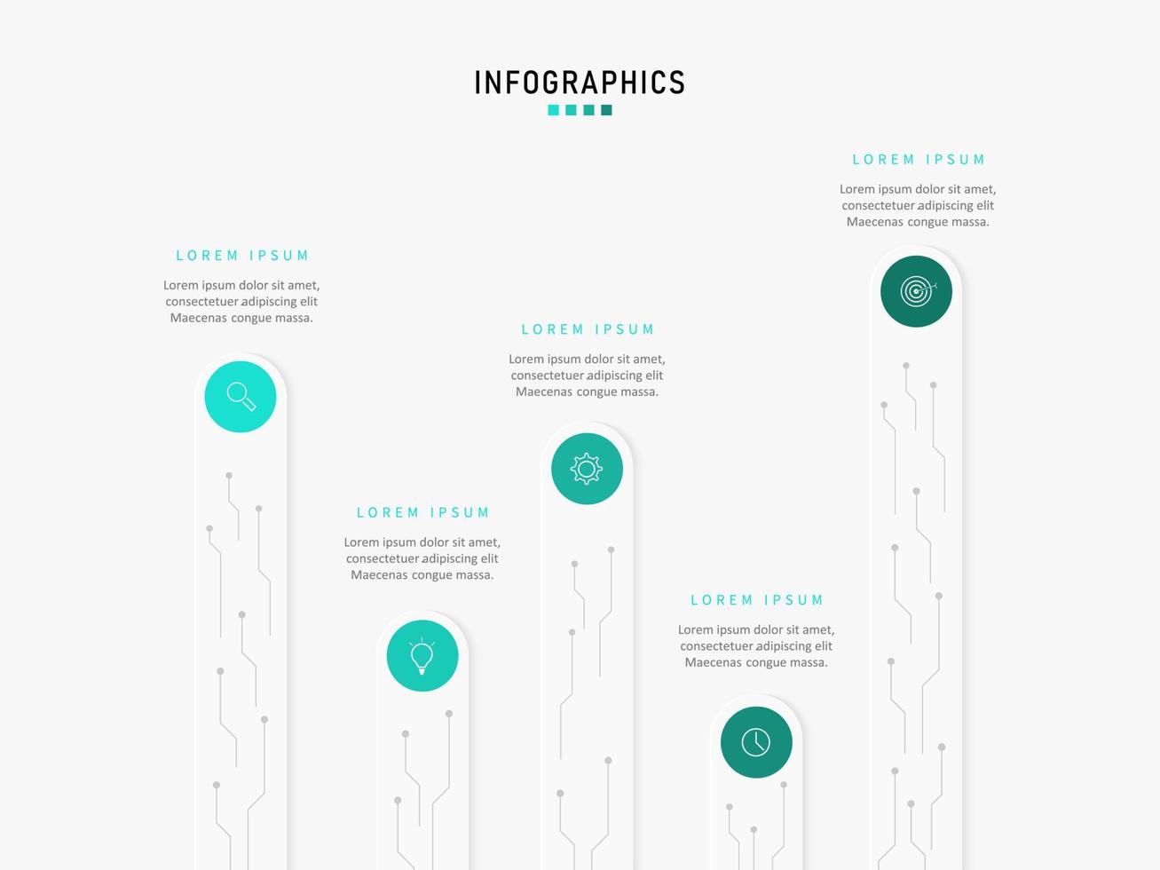 vector infographic labelontwerpsjabloon met pictogrammen en 5 opties of stappen. kan worden gebruikt voor procesdiagram, presentaties, workflowlay-out, banner, stroomschema, infografiek.