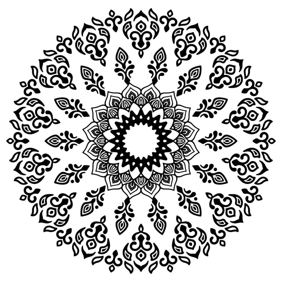 zwarte mandala voor ontwerp. mandala cirkelvormig patroonontwerp voor henna, mehndi, tatoeage, decoratie. decoratief ornament in etnische oosterse stijl. kleurboek pagina. vector