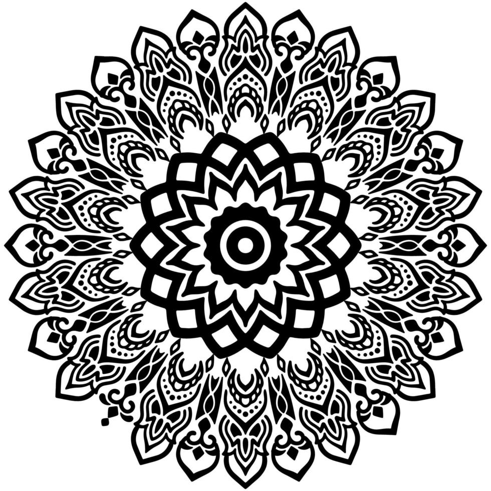 zwarte mandala voor ontwerp. mandala cirkelvormig patroonontwerp voor henna, mehndi, tatoeage, decoratie. decoratief ornament in etnische oosterse stijl. kleurboek pagina. vector