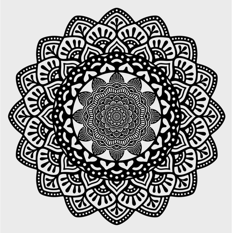 zwarte mandala voor ontwerp. mandala cirkelvormig patroonontwerp voor henna, mehndi, tatoeage, decoratie. decoratief ornament in etnische oosterse stijl. kleurboek pagina. vector