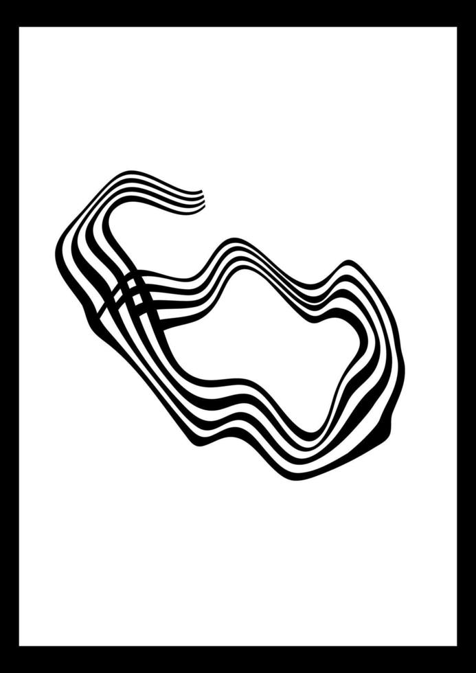 vectorafbeelding nummer zes met golflijnen, het nummer is getekend met maasvulling. zwart-wit golfstreep optisch abstract ontwerp. perfect voor wanddecoratie, poster, logo's, omslag, enz. zes. vector