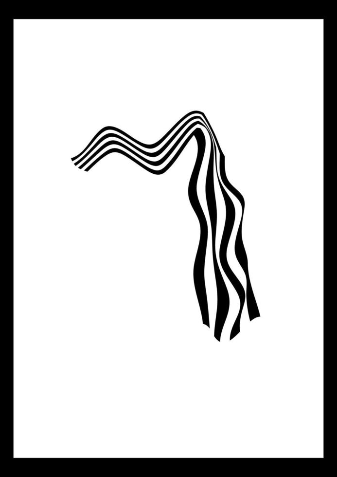 zwart-wit golfstreep optisch abstract ontwerp. vectorafbeelding nummer 7 met golflijnen, het nummer is getekend met maasvulgereedschap. goed voor wanddecoratie, poster, logo's, omslag, etc. zeven. vector