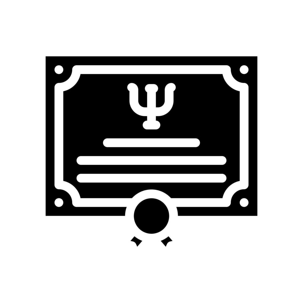 diploma psycholoog glyph pictogram vectorillustratie black vector