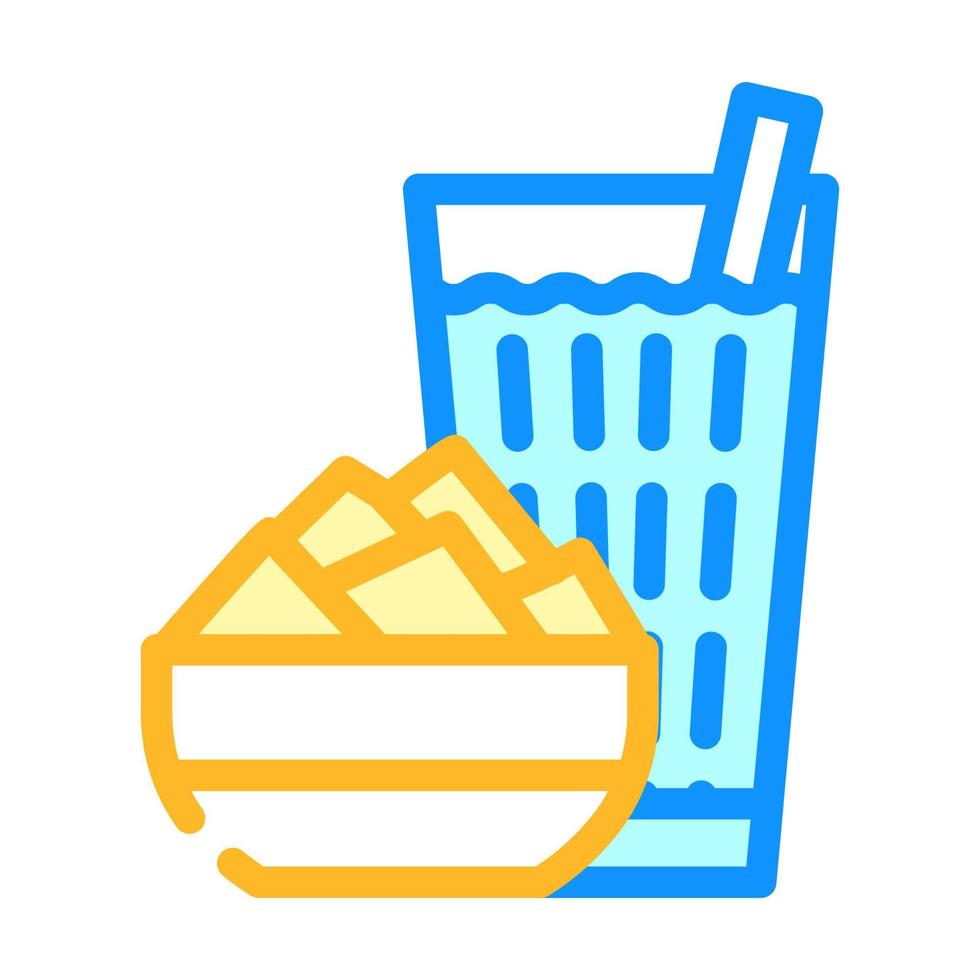 plakjes mango snack en drankje beker kleur pictogram vectorillustratie vector