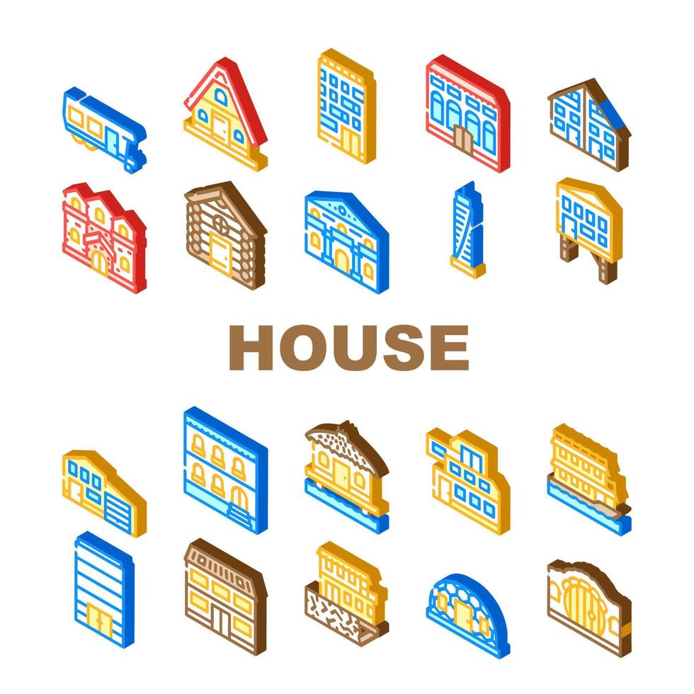 huis onroerend goed collectie iconen set vector