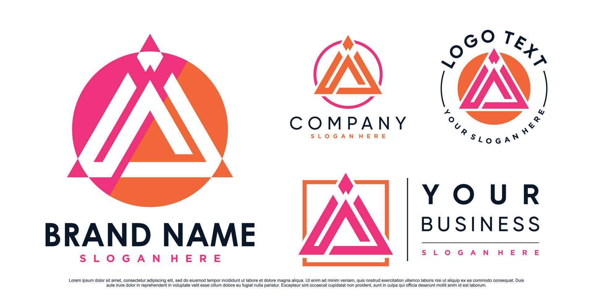 set driehoek letter a logo ontwerp inspiratie voor zaken met creatieve element premium vector