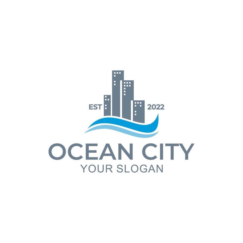 oceaan stad logo ontwerp vector