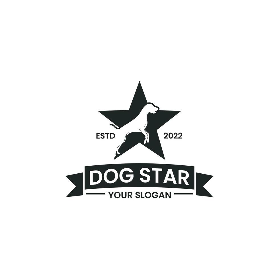 hond ster logo ontwerp vector. voor de jacht, buitenshuis, hondenliefhebbers, dierenliefhebbers. vector