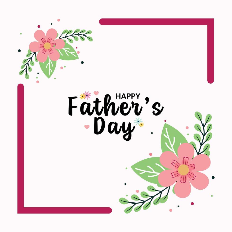 gelukkige vaderdag met een plat ontwerp met een roze bloemenuitnodigingskaart vector