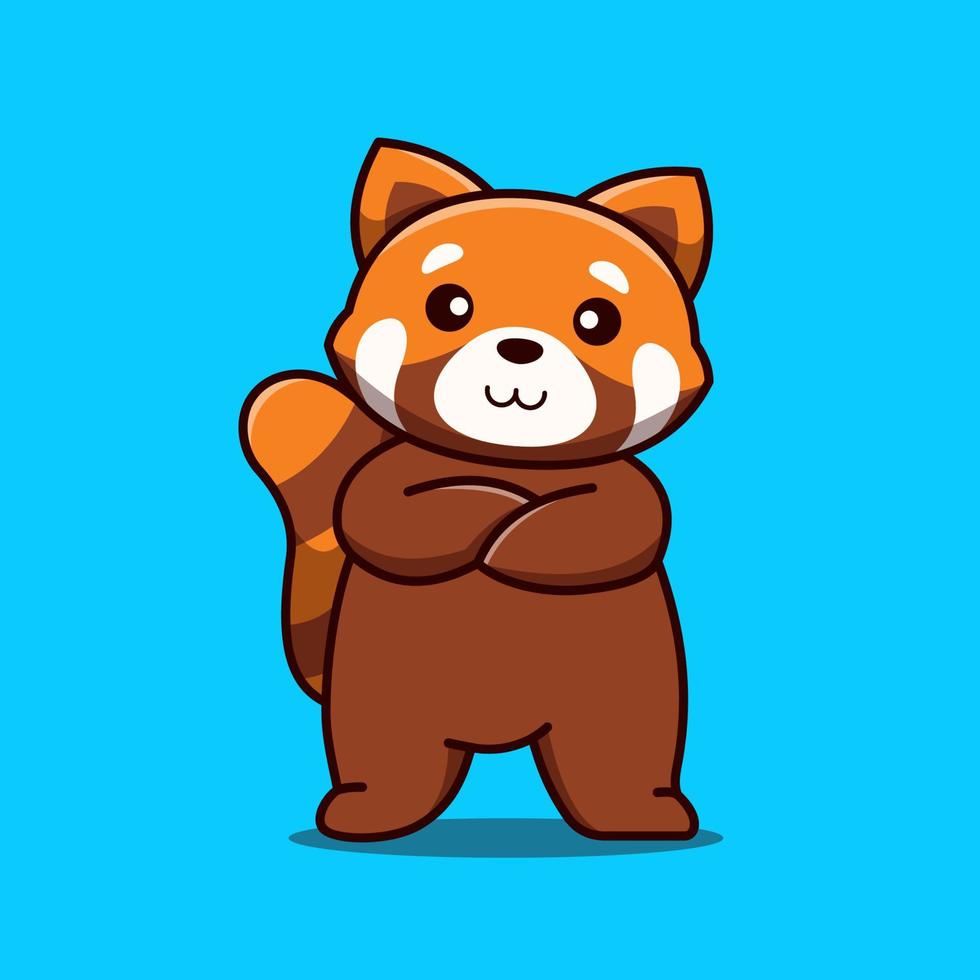 schattige rode panda staande cartoon pictogram illustratie vector
