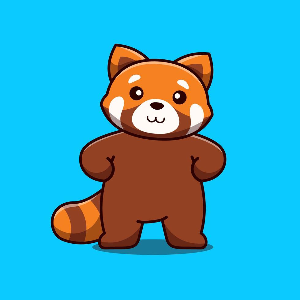 schattige staande rode panda cartoon pictogram illustratie vector