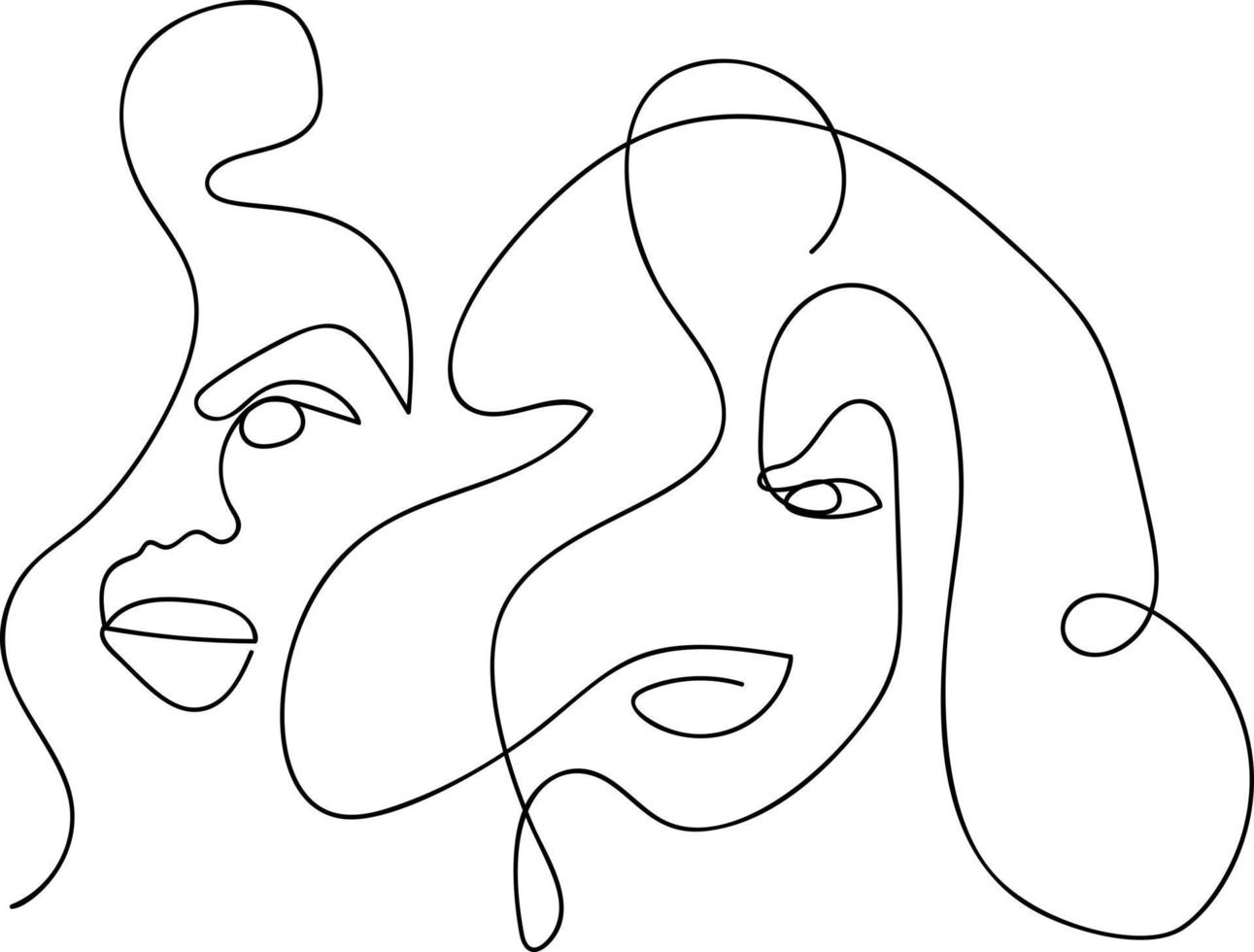 vrouw gezicht lijntekeningen vector