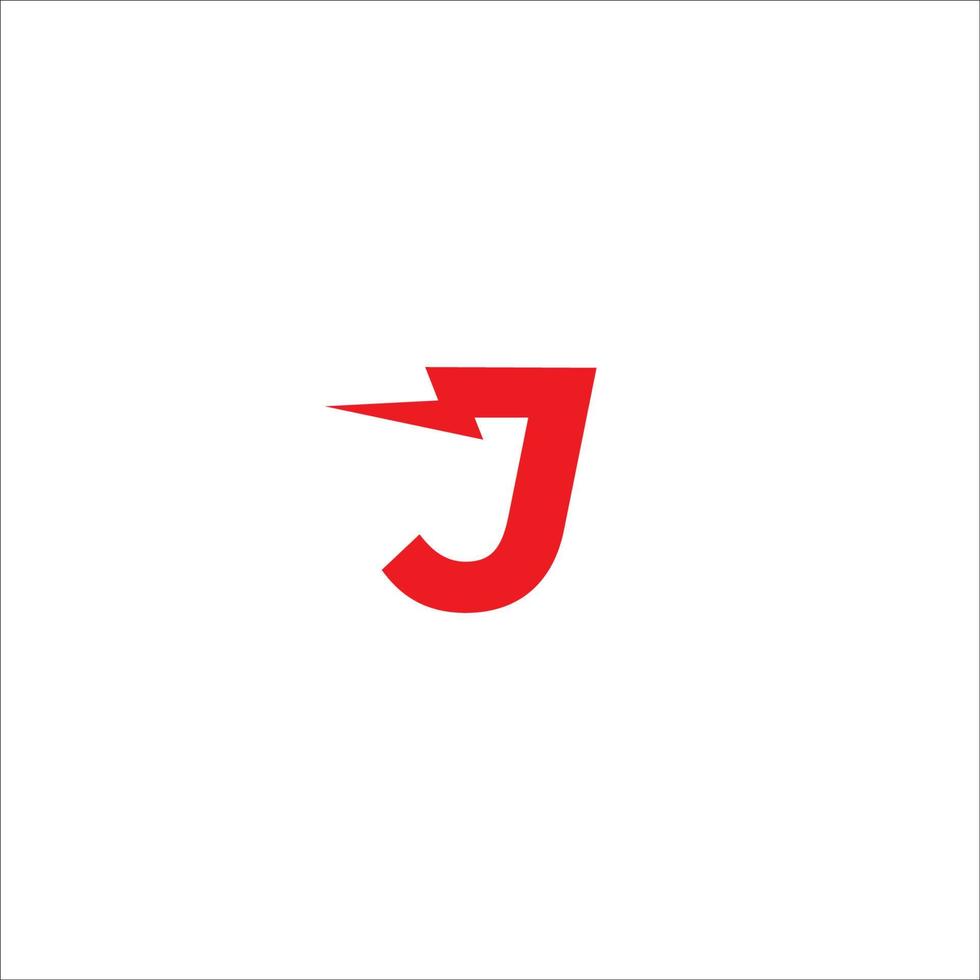 letter j eerste logo ontwerpsjabloon geïsoleerd op een witte achtergrond. alfabet bliksem logo concept. rode kleur thema. vector