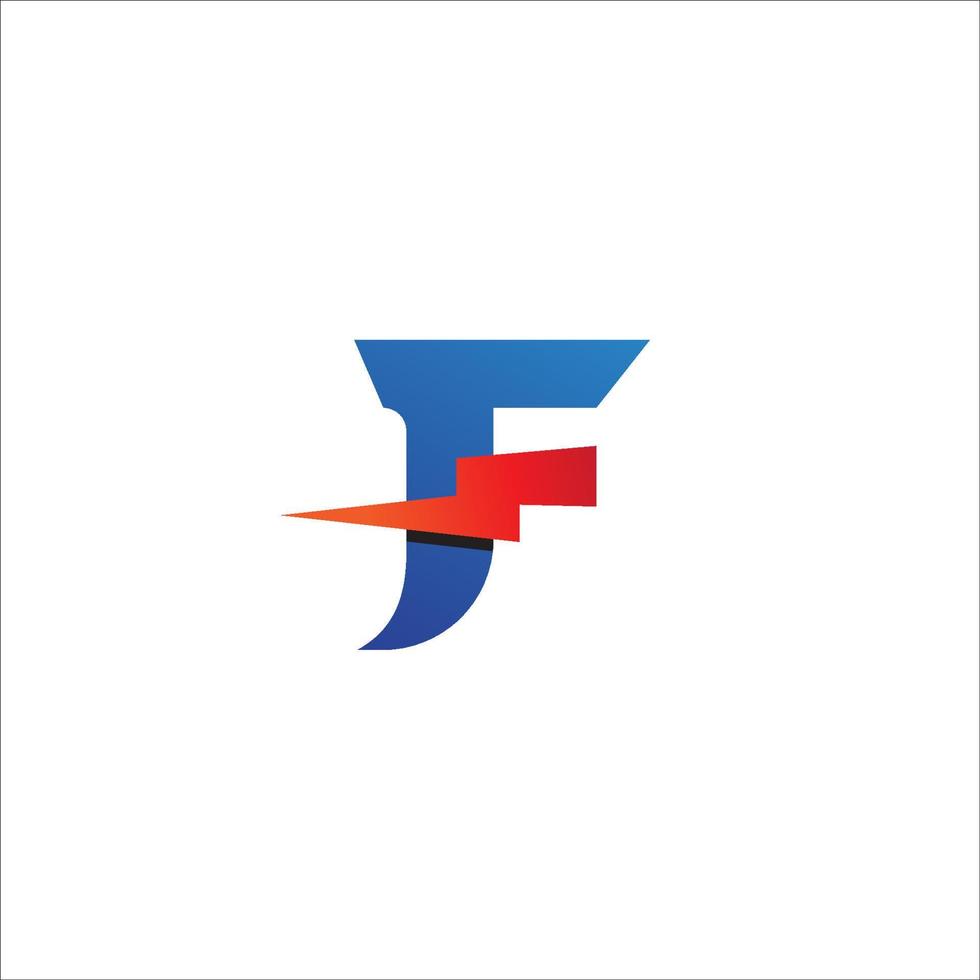 letter f eerste logo ontwerpsjabloon geïsoleerd op een witte achtergrond. alfabet met donder pictogram logo concept. rood, blauw gradatie kleurenthema. vector