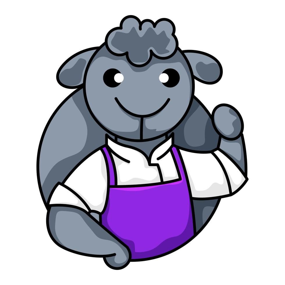 schattige schapen chef-kok logo ontwerpsjabloon vector