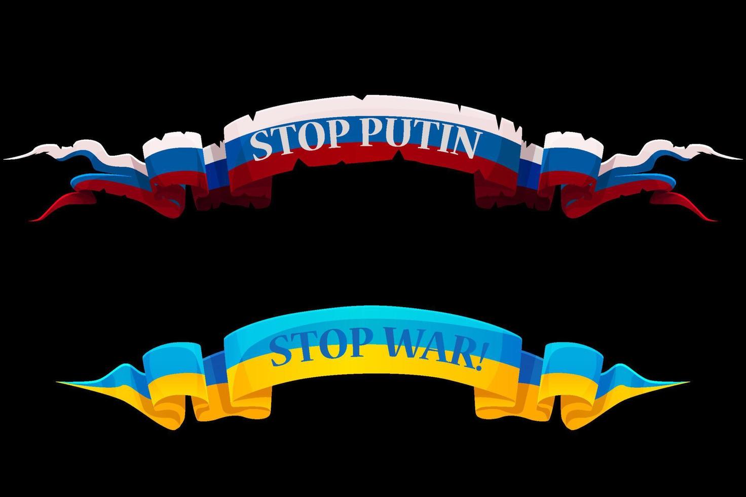 Oekraïne en Rusland linten, stop oorlog. bid voor Oekraïne vector