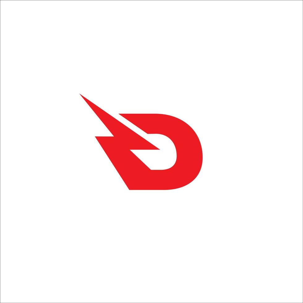 letter d eerste logo ontwerpsjabloon. alfabet met donder pictogram logo concept. rode kleur thema. geïsoleerd op een witte achtergrond. vector