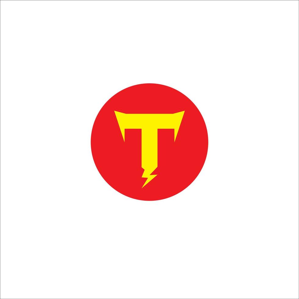 letter t eerste logo ontwerpsjabloon geïsoleerd op een witte achtergrond. alfabet donder logo concept. heet rood en geel kleurenthema. vector