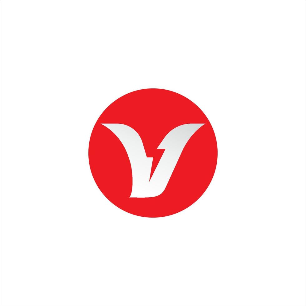 letter v eerste logo ontwerpsjabloon geïsoleerd op een witte achtergrond. alfabet met donder vorm logo concept. rode kleur thema. vector