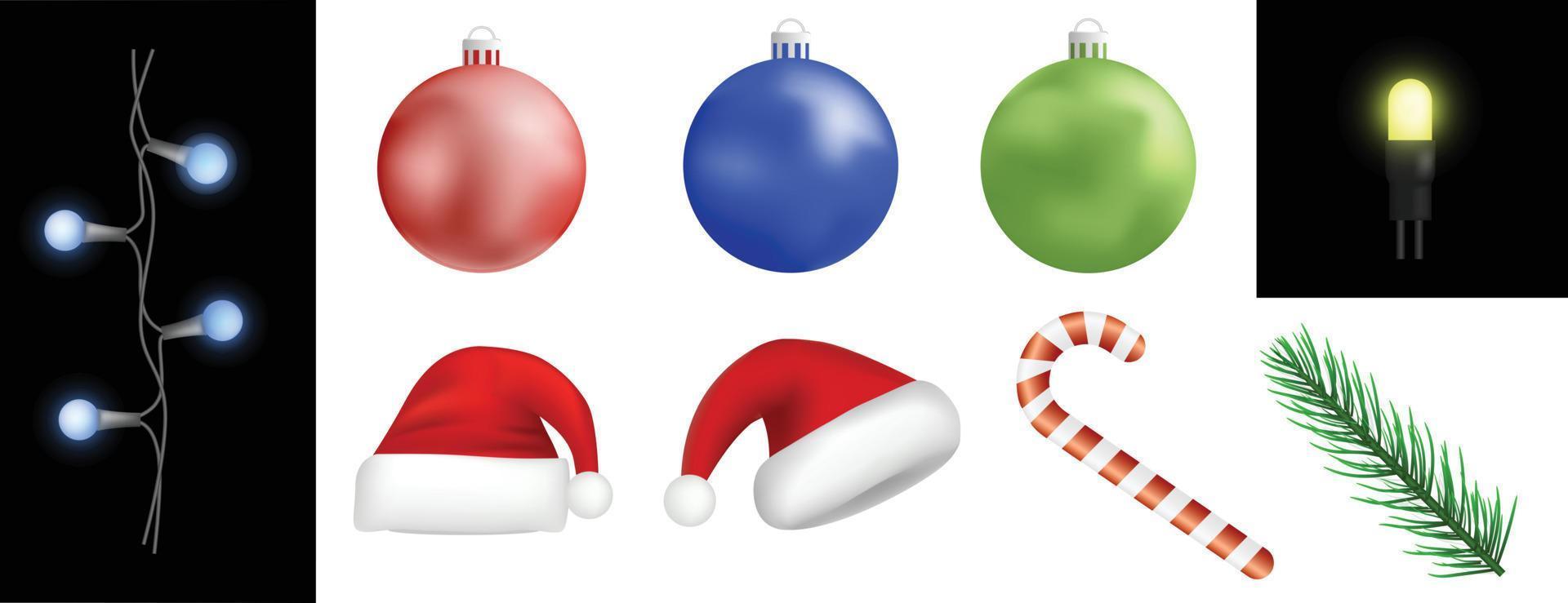 kerst icon set, realistische stijl vector