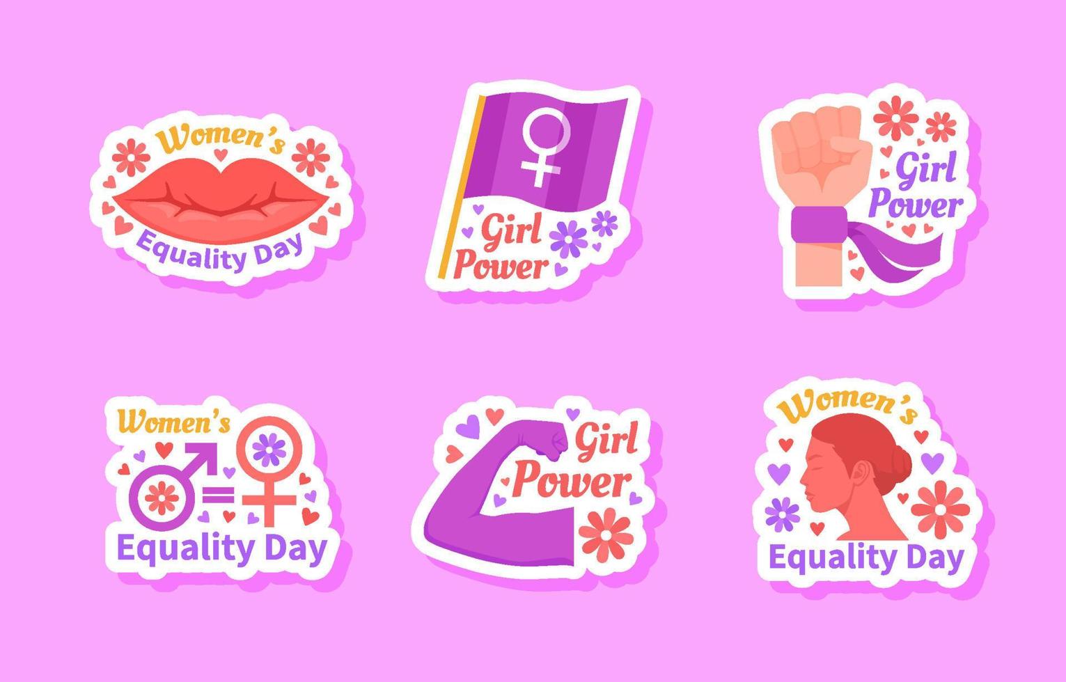 stickerset voor dag van de gelijkheid van vrouwen vector