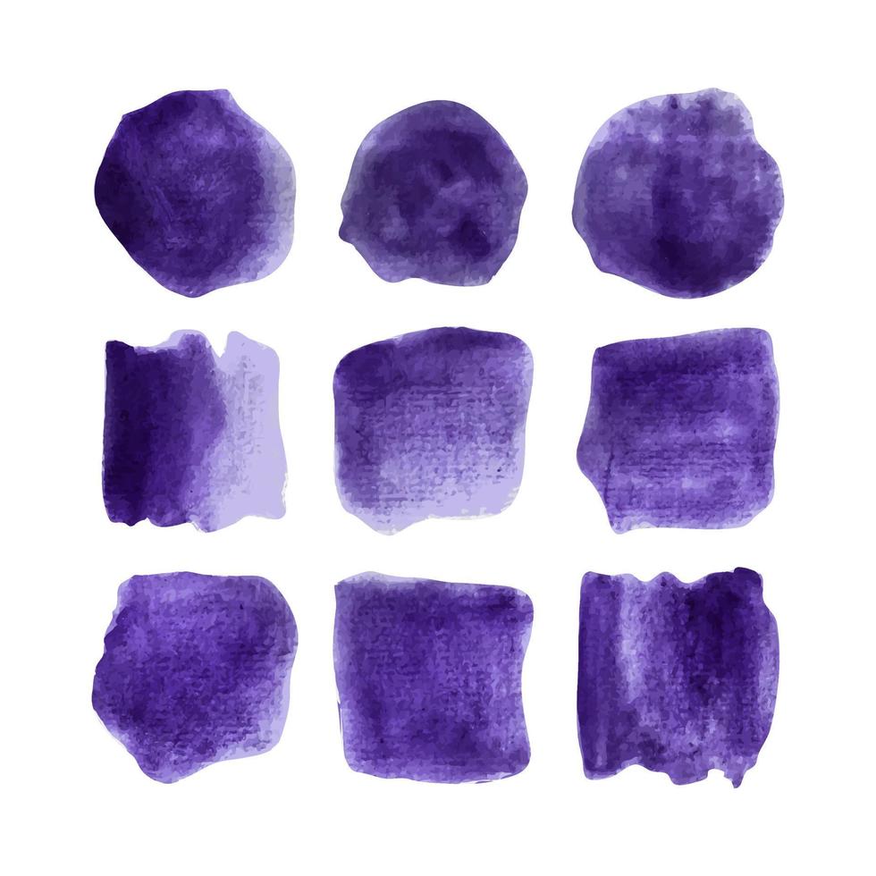 abstracte violet gekleurde aquarel blob collectie. vector