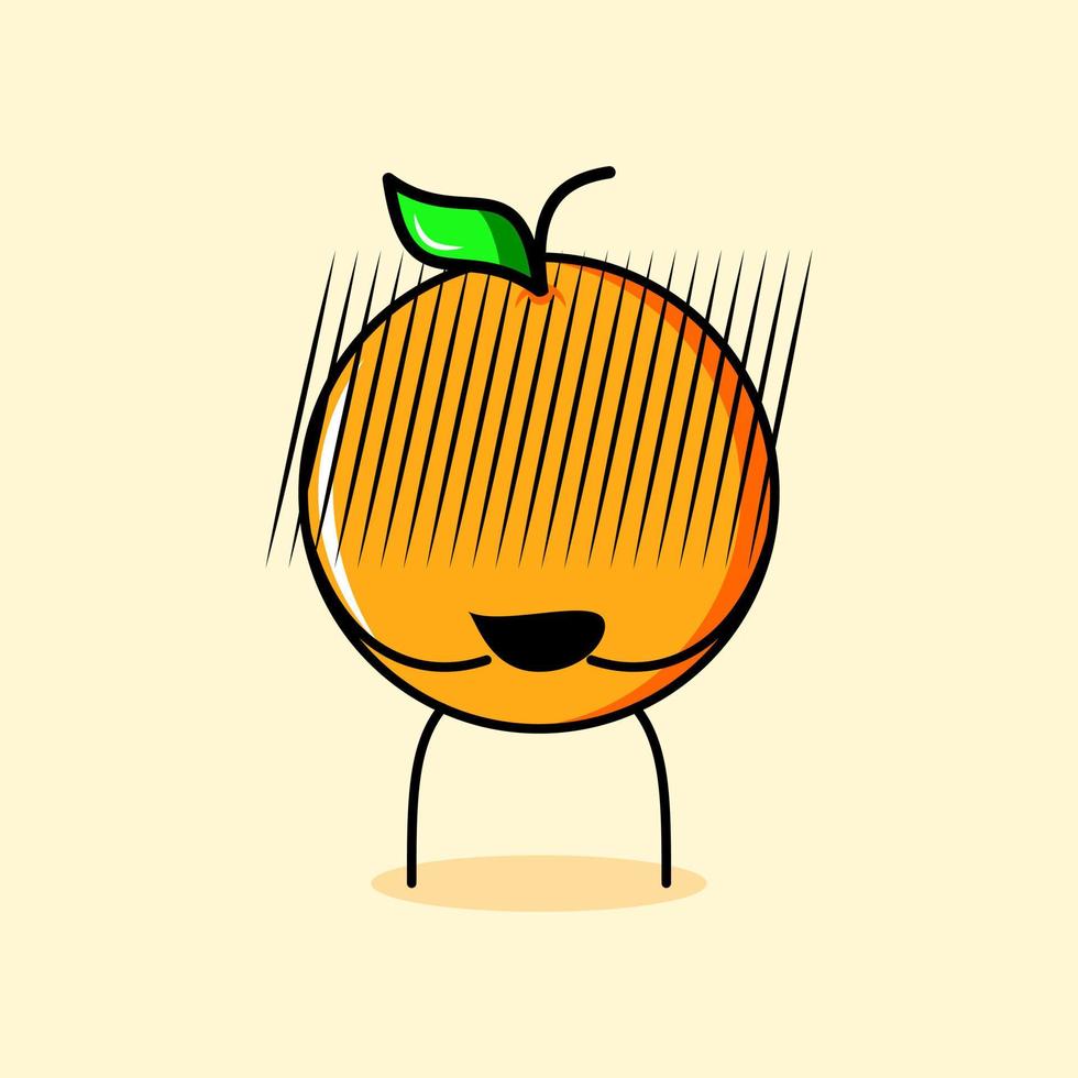 schattig oranje karakter met beschaamde uitdrukking. geschikt voor emoticon, logo, mascotte vector