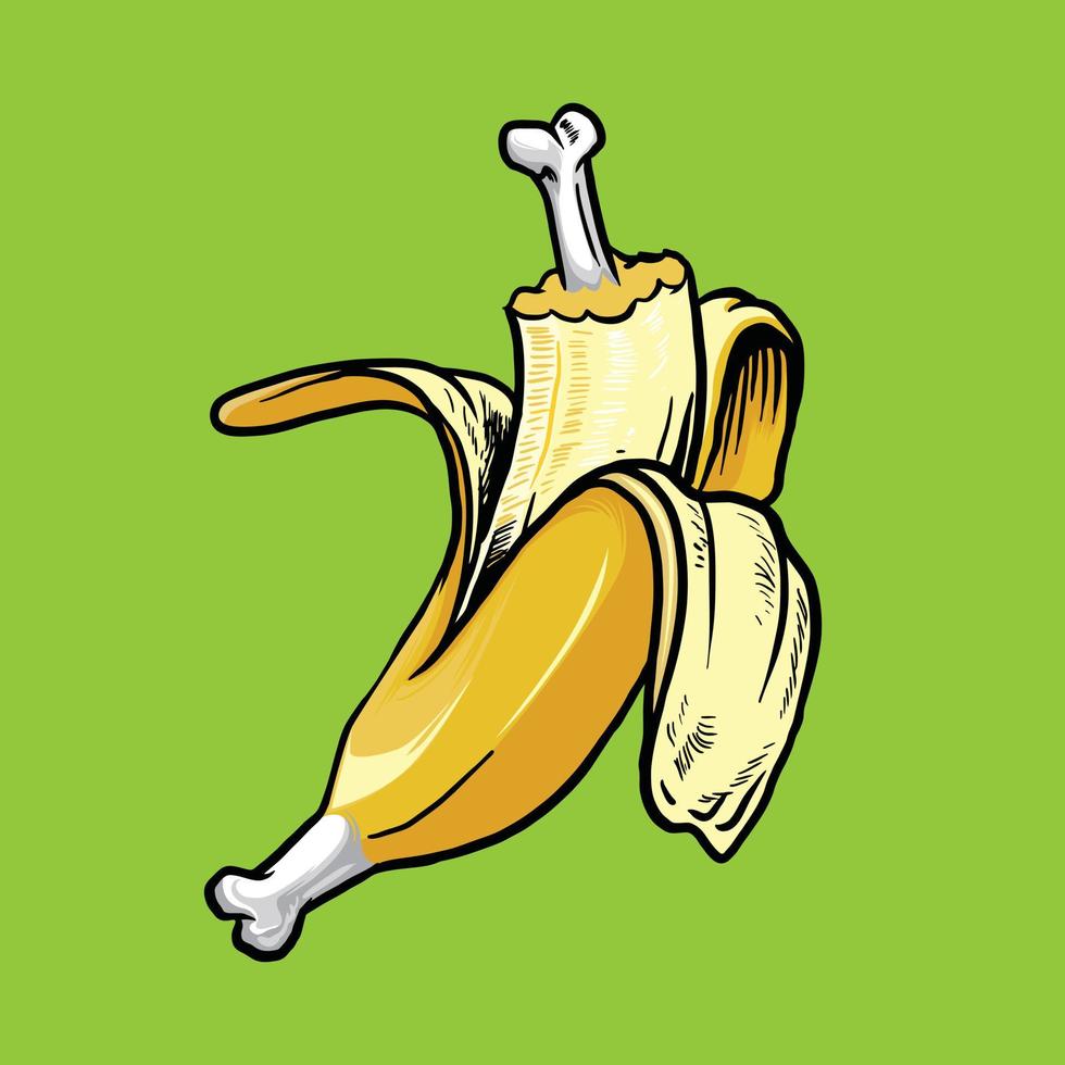 banaan en schedel vectorillustratie vector