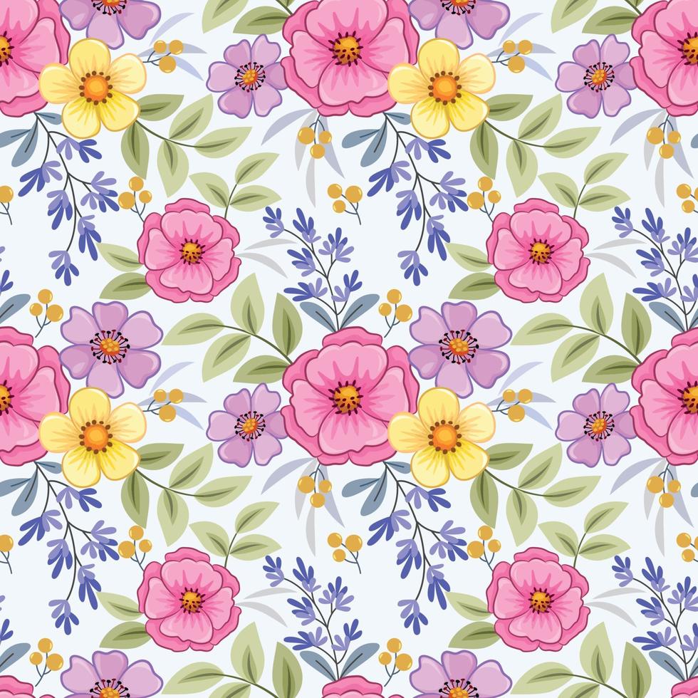 kleurrijke hand tekenen bloemen naadloze patroon. vector