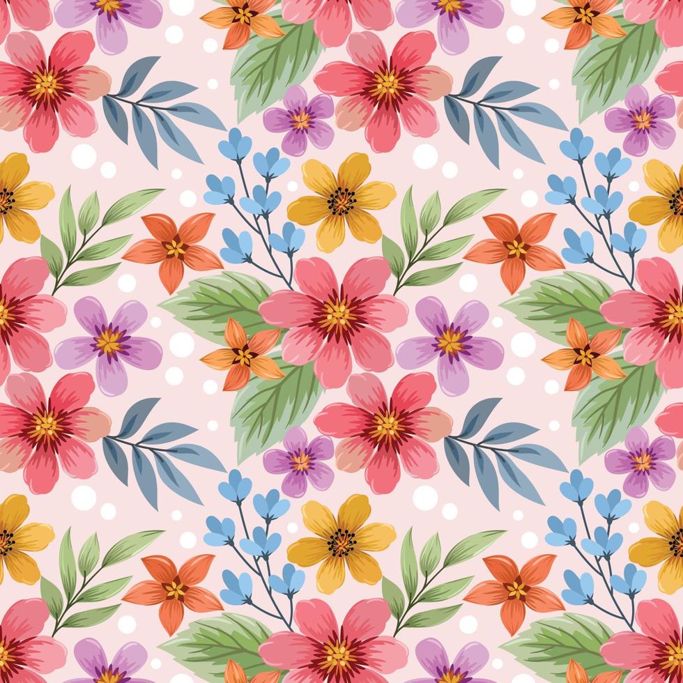 kleurrijke hand tekenen bloemen naadloze patroon. vector