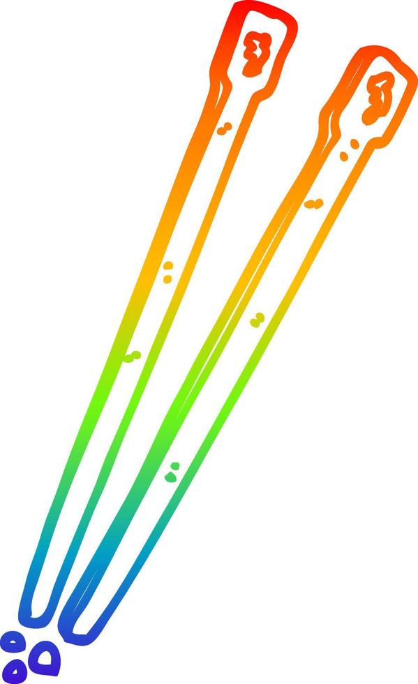 regenbooggradiënt lijntekening cartoon eetstokjes vector
