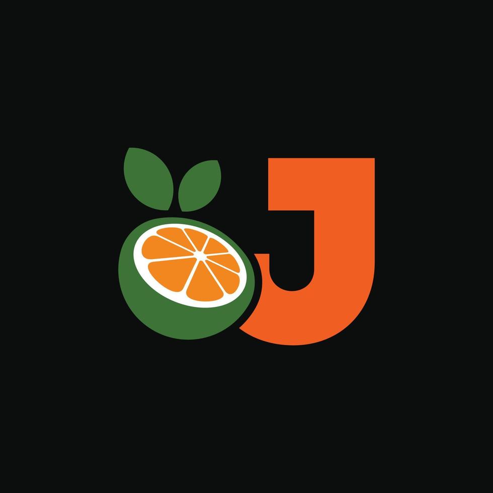 alfabet oranje j logo vector