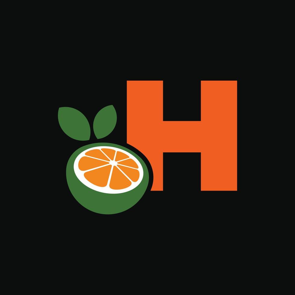 alfabet oranje h logo vector