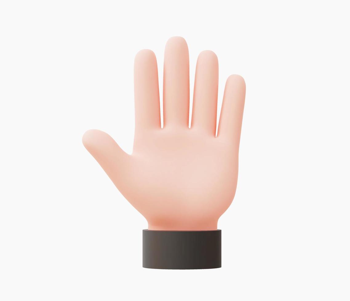 3D-realistische open palmhand zoals stop vectorillustratie. vector