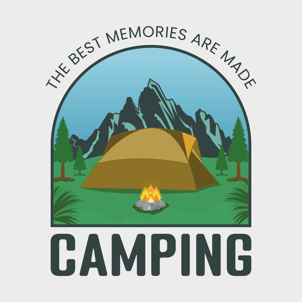 de beste herinneringen zijn gemaakt camping t-shirt design, avontuur en camping quote voor print, kaart, t-shirt, mok en nog veel meer vector