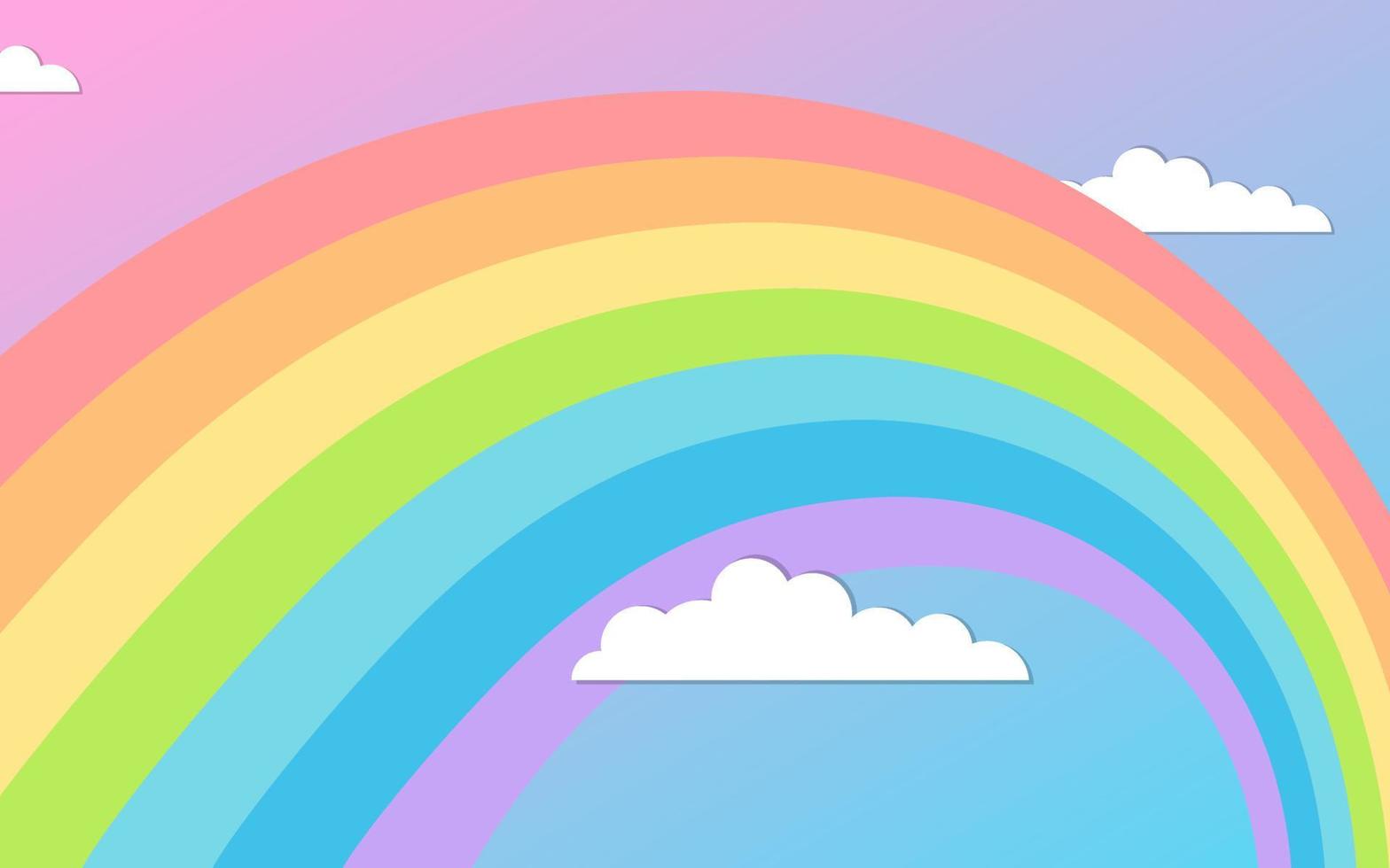 regenboog en wolk met pastel kleurverloop achtergrond. abstracte geometrische achtergrond. kleurrijke platte geometrie lijnstijl voor presentatie-indeling. gebogen golf sjabloon banner. vector illustratie