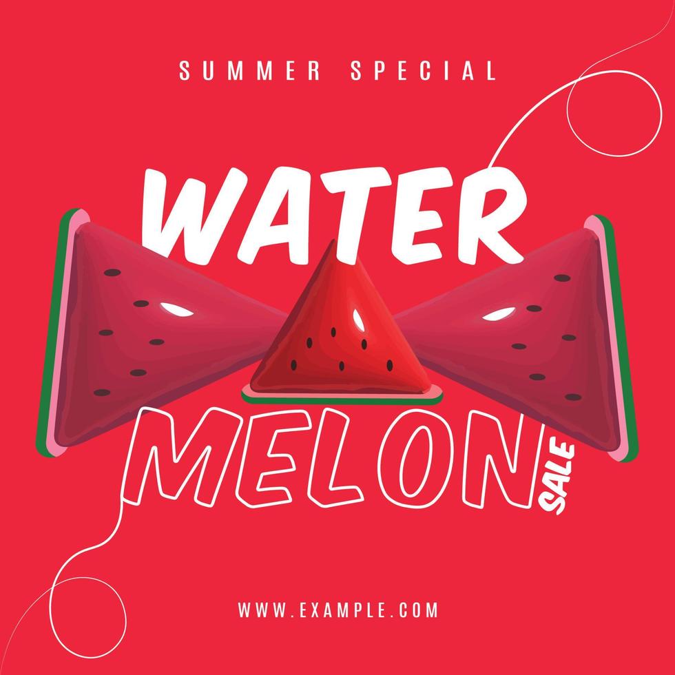 sociale media watermeloen verkoop post ontwerpsjabloon. bericht op sociale media. watermeloen vector
