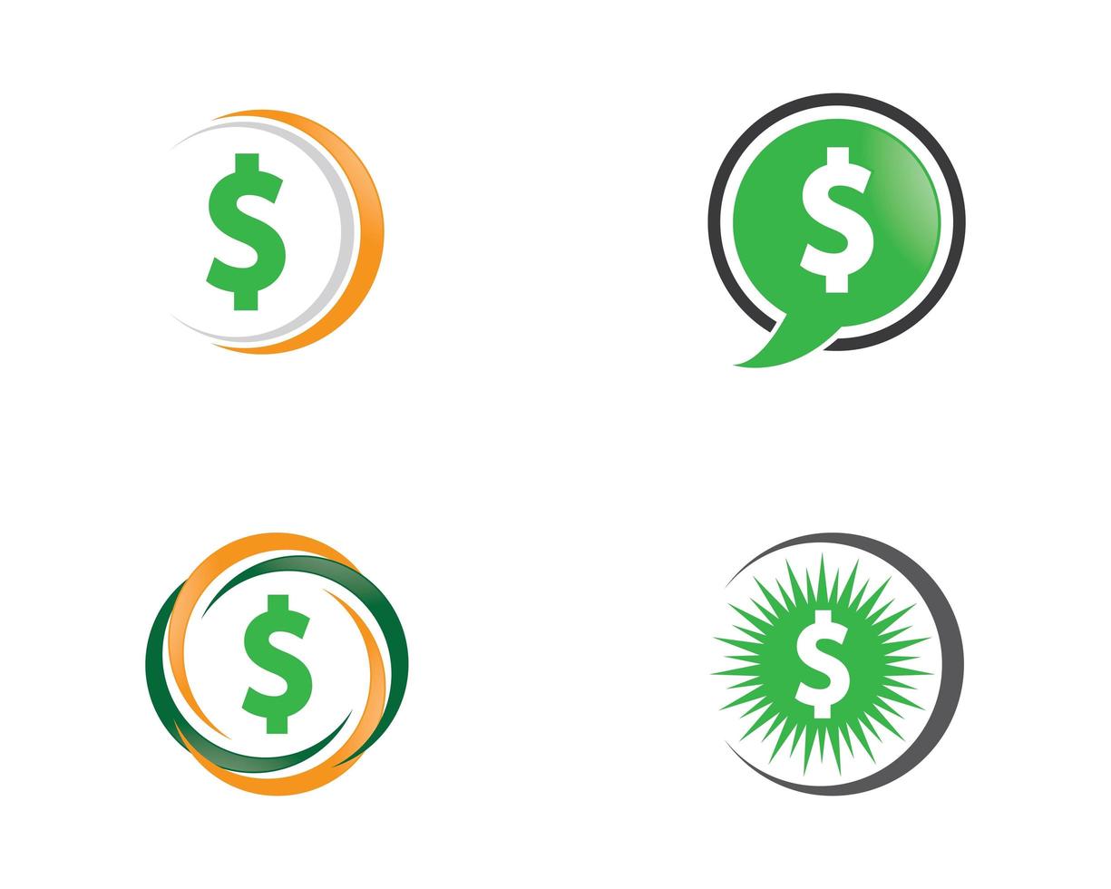 geld pictogrammen in cirkel set vector