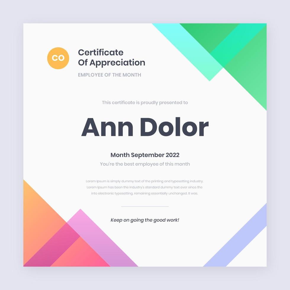 medewerker van de maand modern certificaat vector