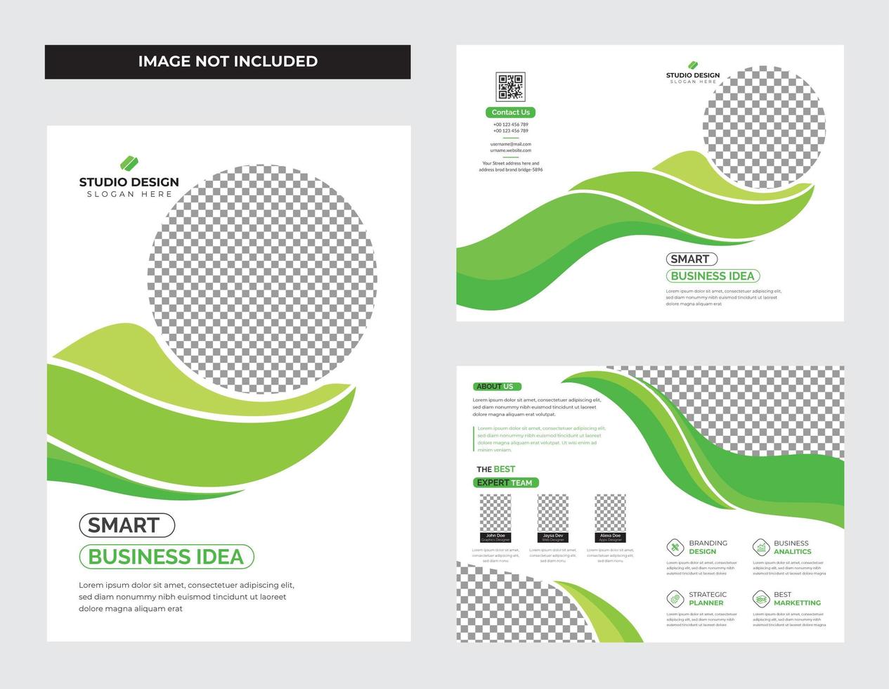 tinten groene bi-voudige brochure en flyer vector