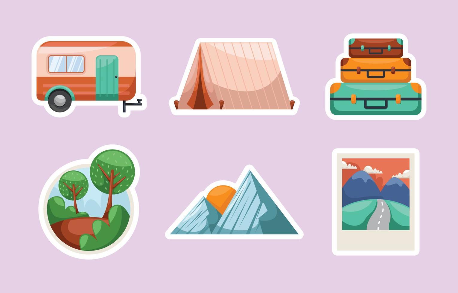 set met stickers voor roadtrip-stickers vector