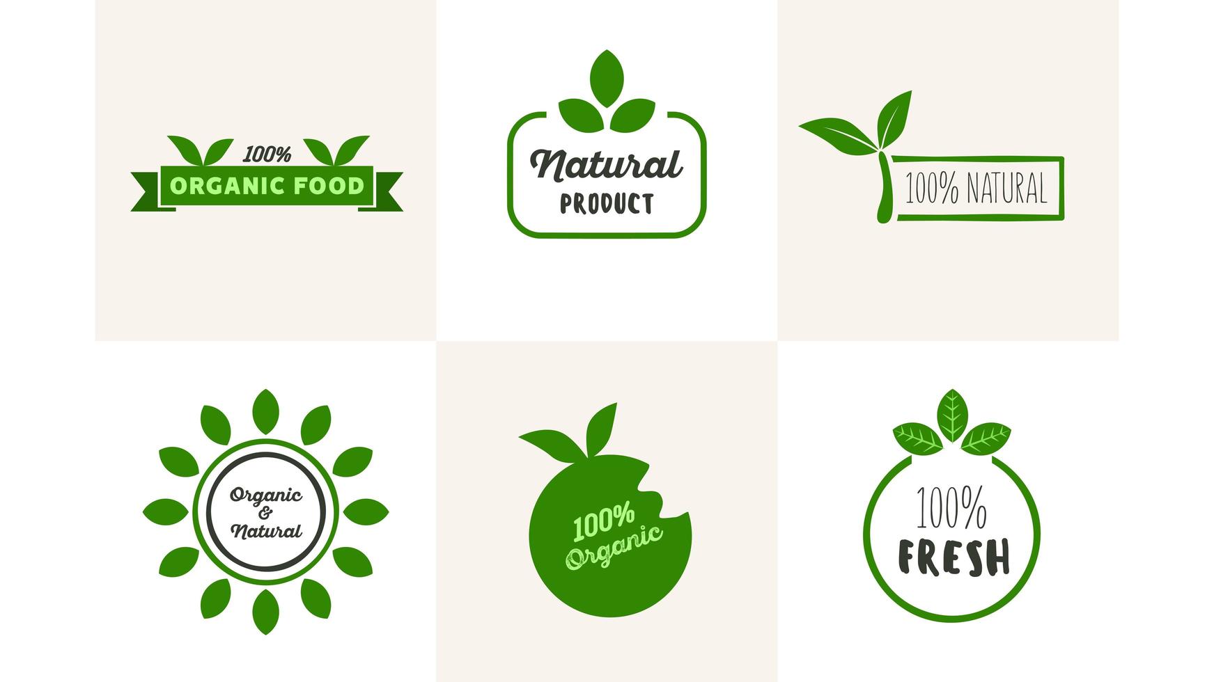 verse biologische natuurvoeding logo set vector