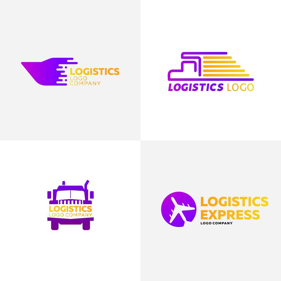 scheepvaart zakelijke logistiek koerier logo set vector