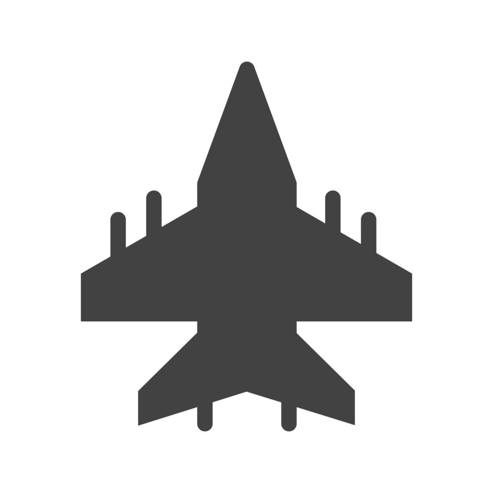 militair vliegtuig glyph zwart pictogram vector