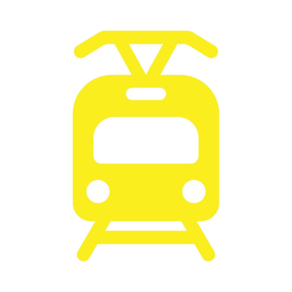 eps10 geel vector tram pictogram of logo in eenvoudige plat trendy moderne stijl geïsoleerd op een witte achtergrond