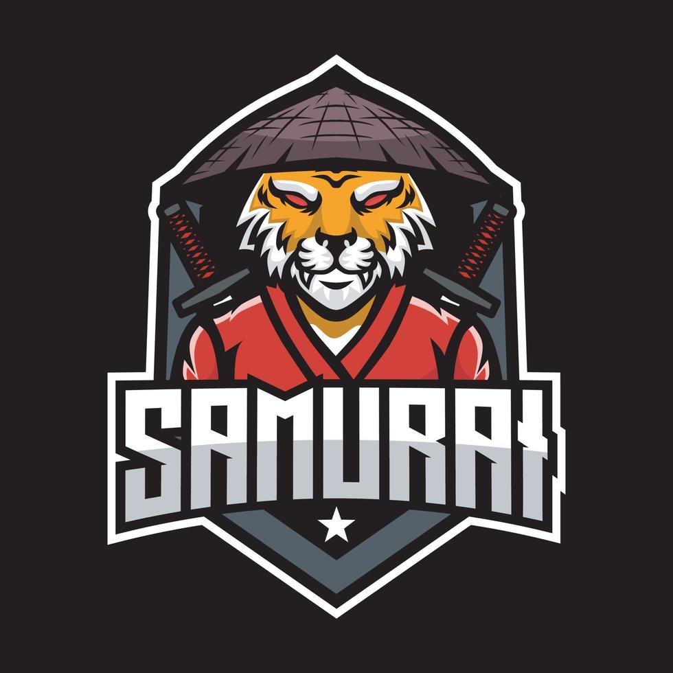 samurai tijger mascotte gaming logo ontwerp vector